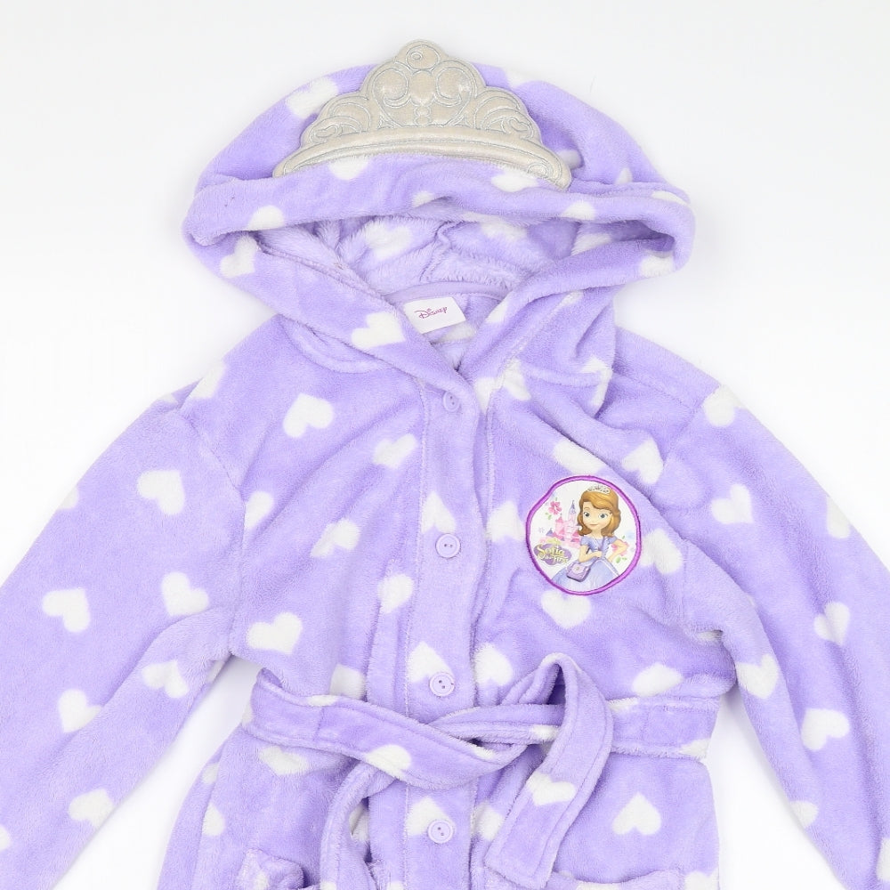 Disney Girls Purple Solid  Top Robe Size 5-6 Years  - Sofia the First
