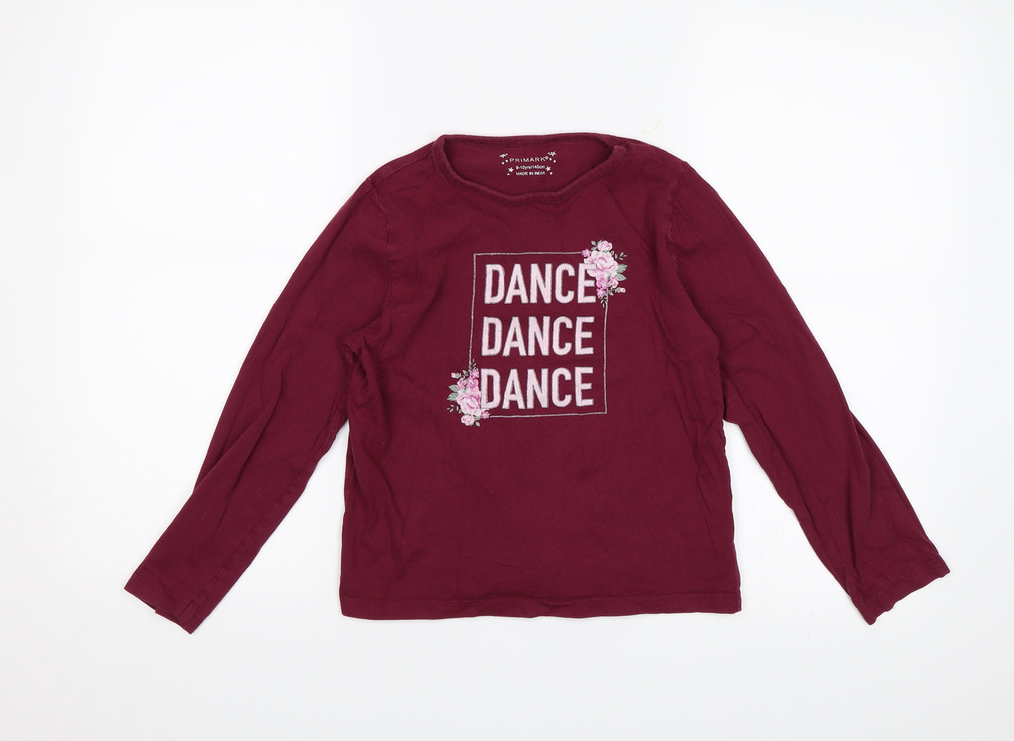 Primark Girls Red   Basic T-Shirt Size 9-10 Years  - Dance Dance Dance