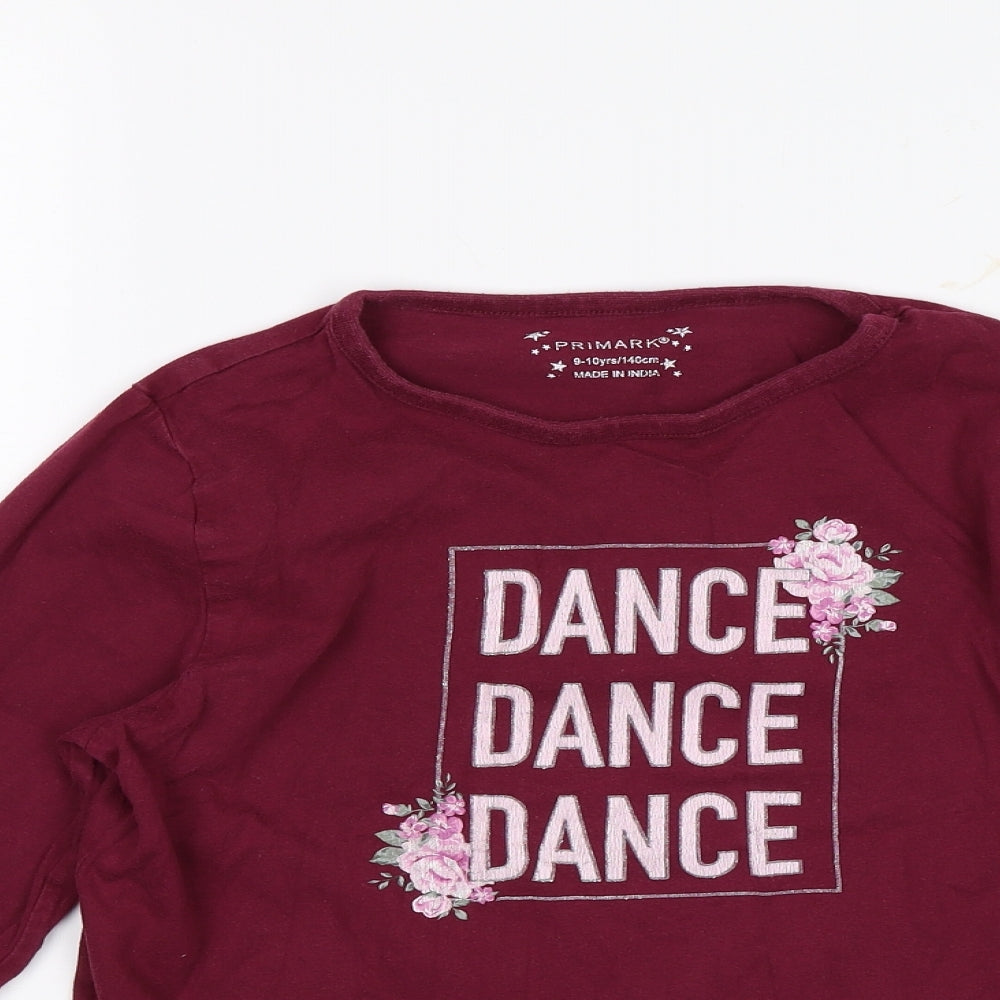 Primark Girls Red   Basic T-Shirt Size 9-10 Years  - Dance Dance Dance