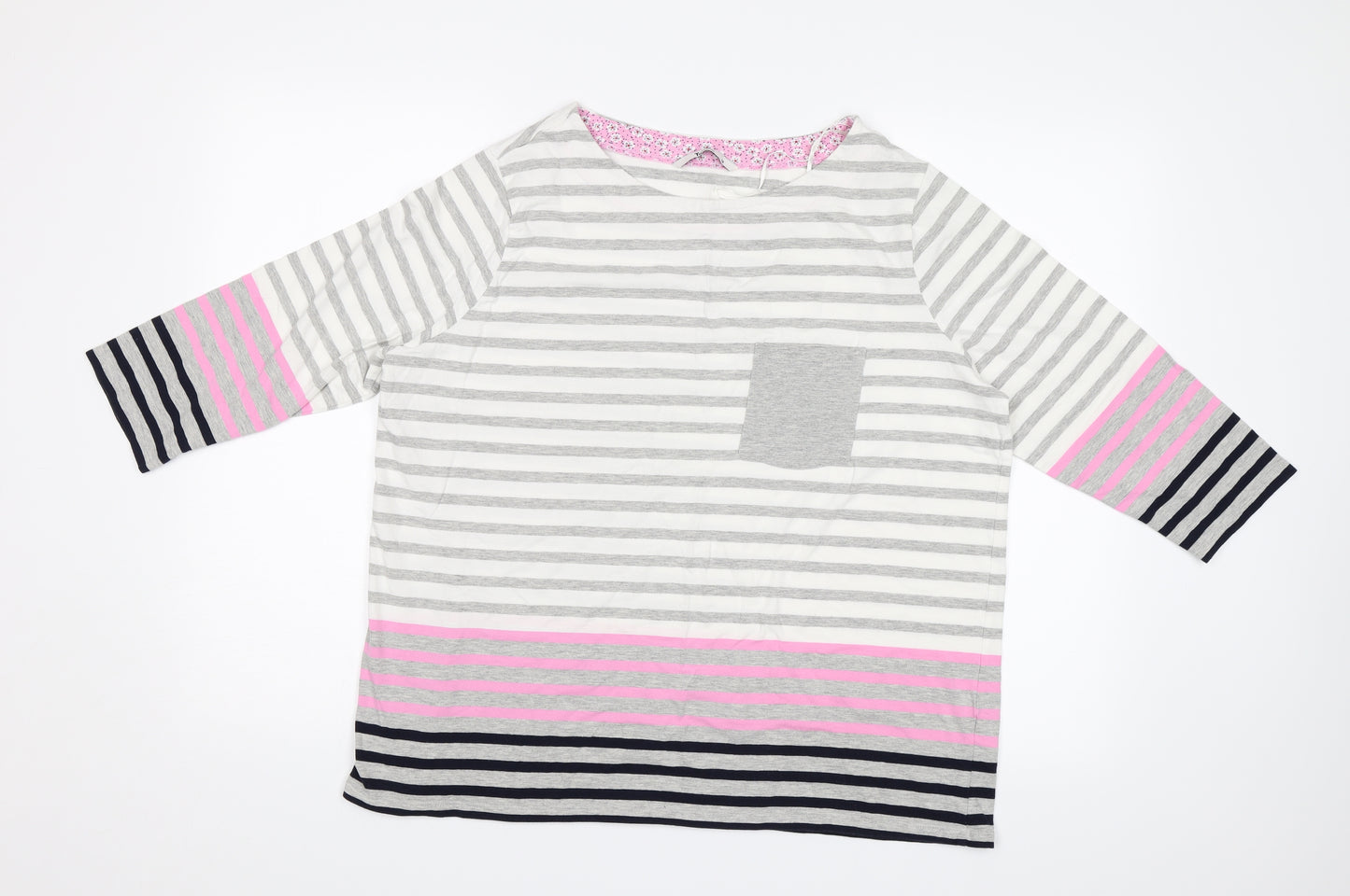 T Womens Grey Striped  Jersey T-Shirt Size 18
