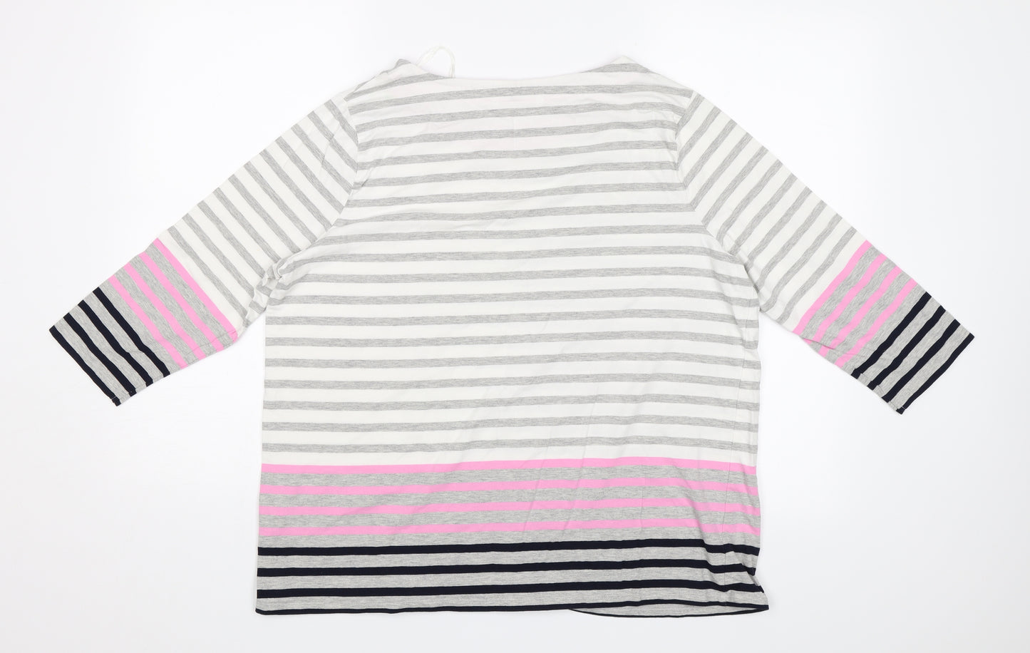 T Womens Grey Striped  Jersey T-Shirt Size 18