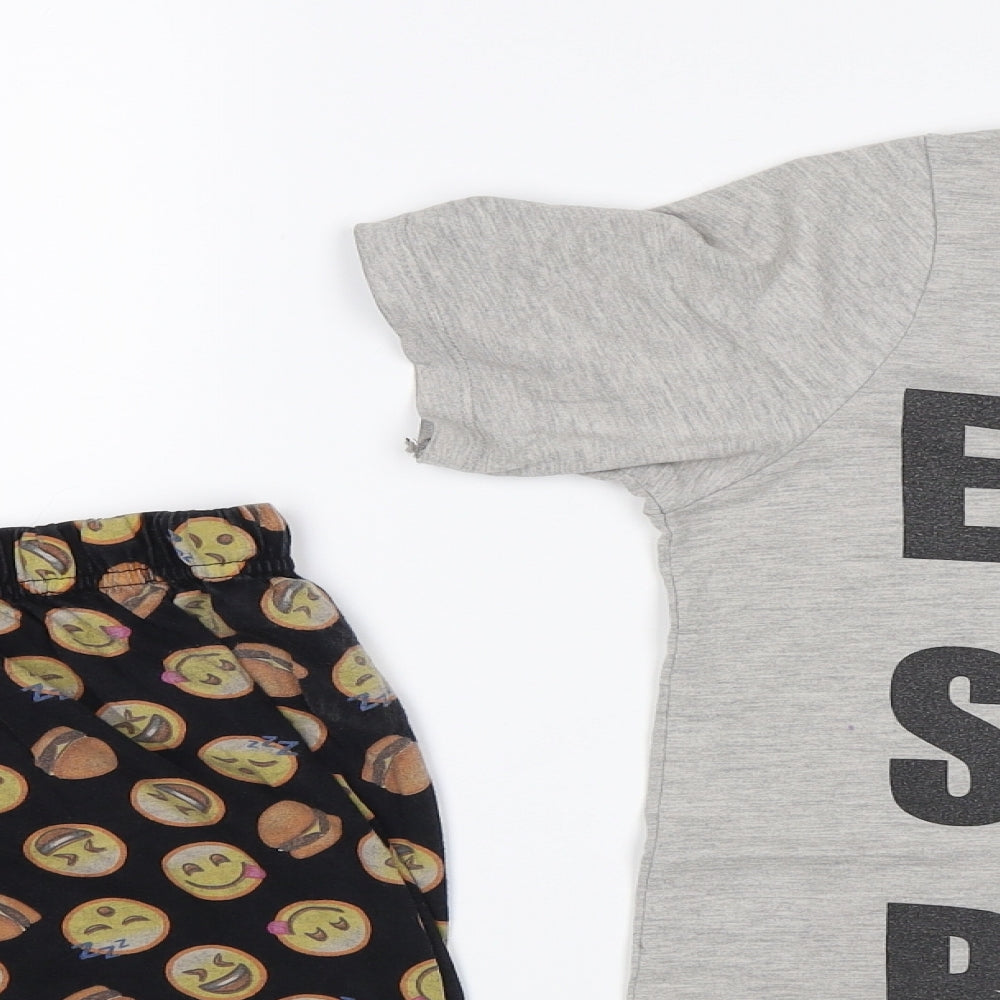 M&S Boys Grey    Pyjama Set Size 11-12 Years  - Eat sleep repeat emojis