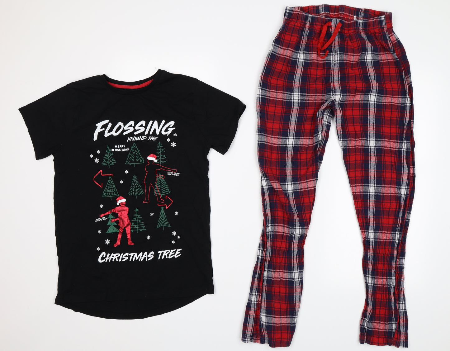 Primark Boys Black Plaid   Pyjama Set Size 12-13 Years  - Christmas