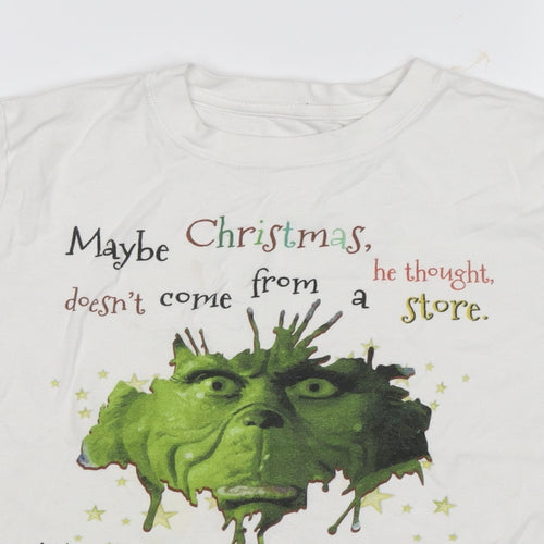 Preworn Boys White   Basic T-Shirt Size 9-10 Years  - Christmas