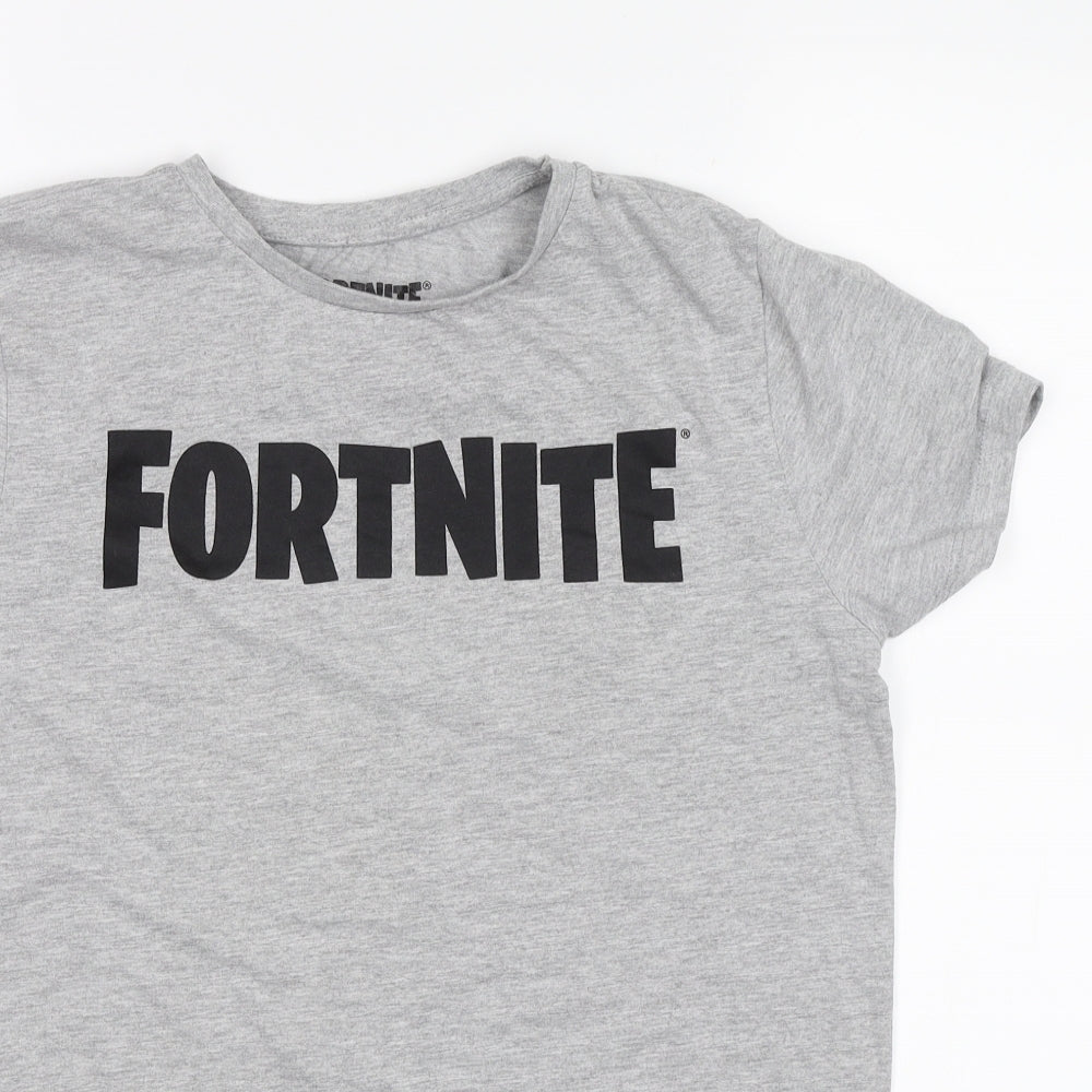 Primark Boys Grey   Basic T-Shirt Size L  - Fortnite
