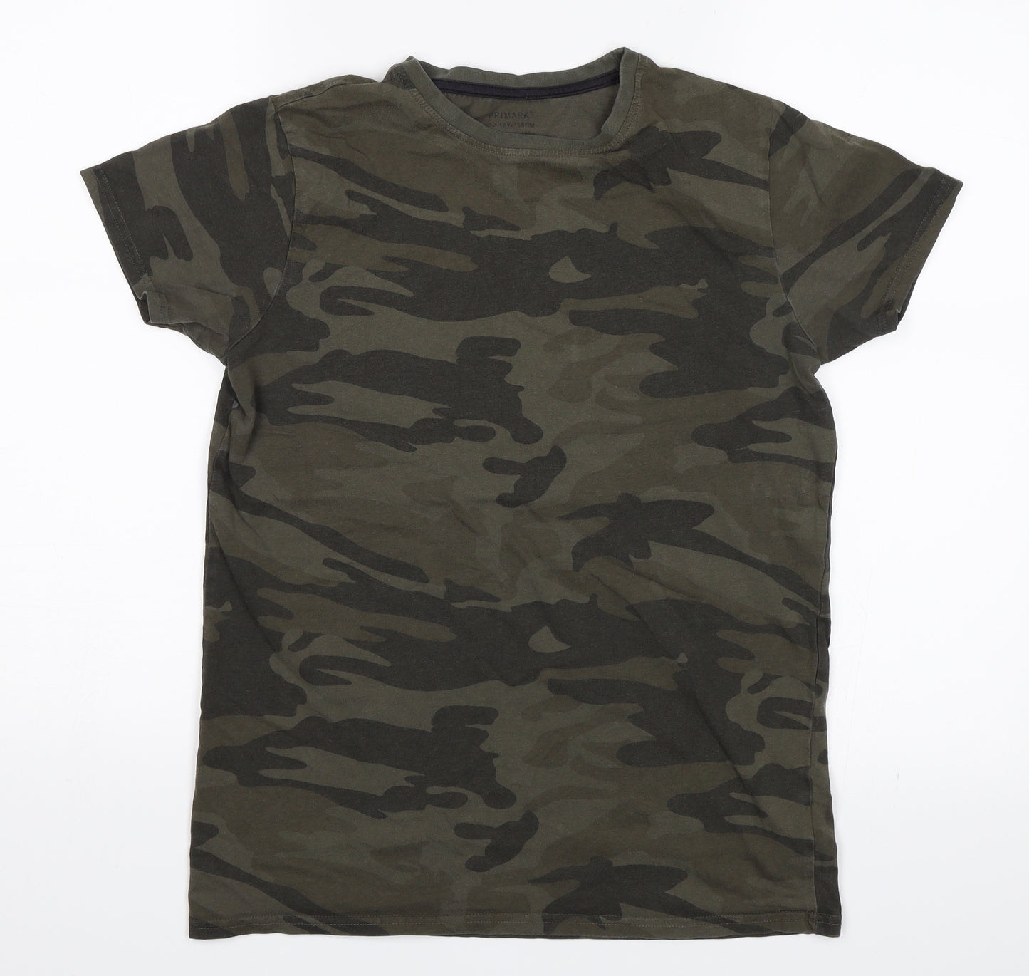 Primark Boys Green Camouflage  Basic T-Shirt Size 12-13 Years