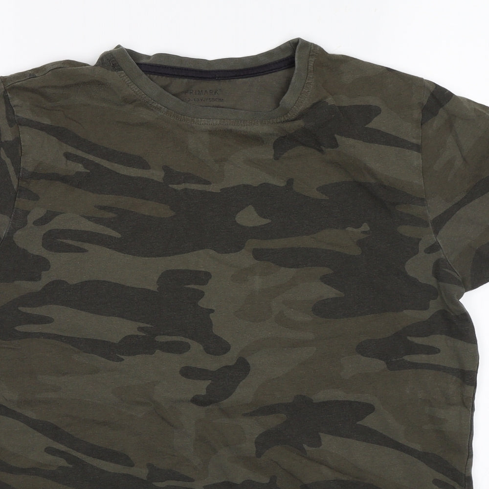 Primark Boys Green Camouflage  Basic T-Shirt Size 12-13 Years