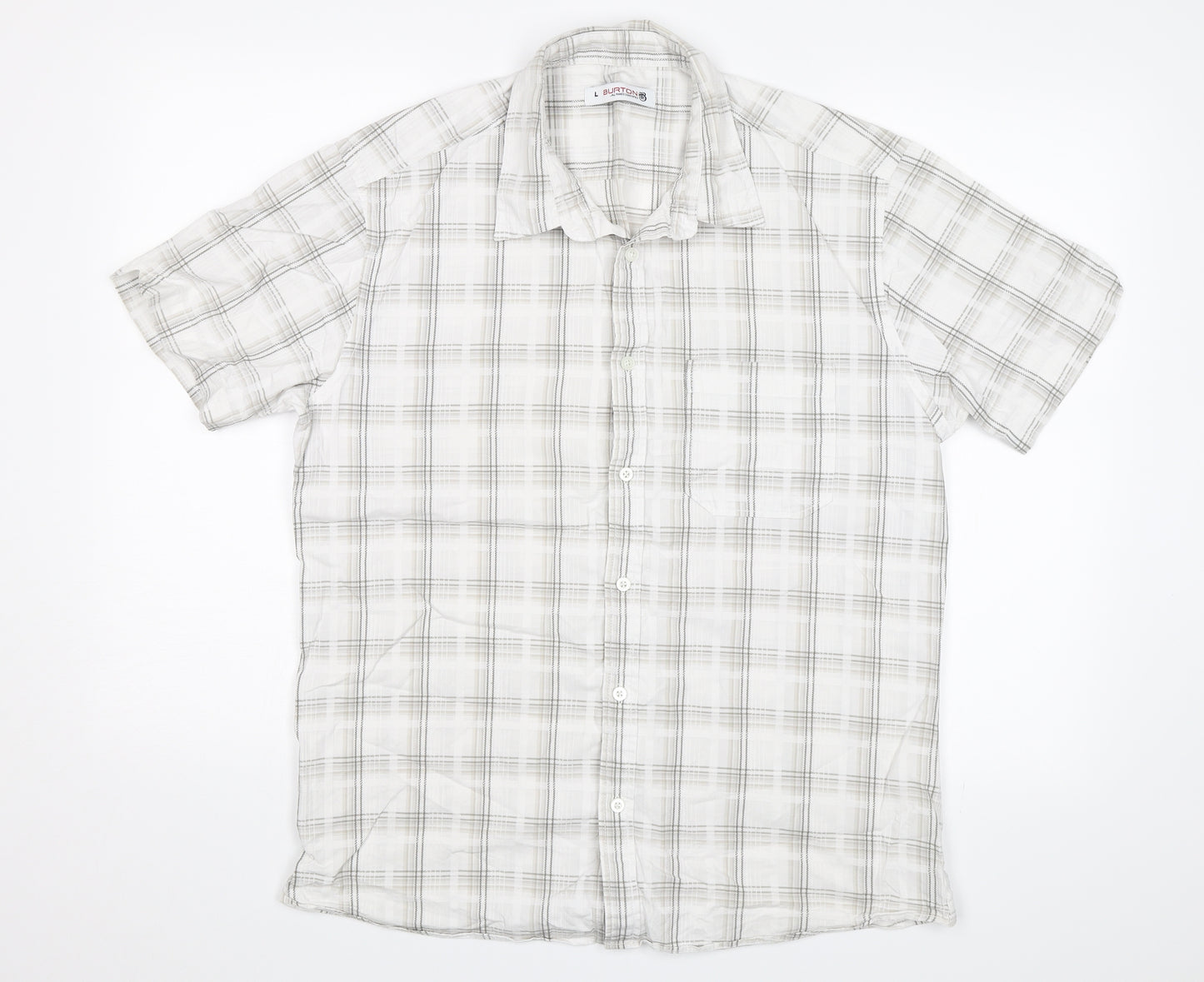 Burton Mens White Striped   Button-Up Size L