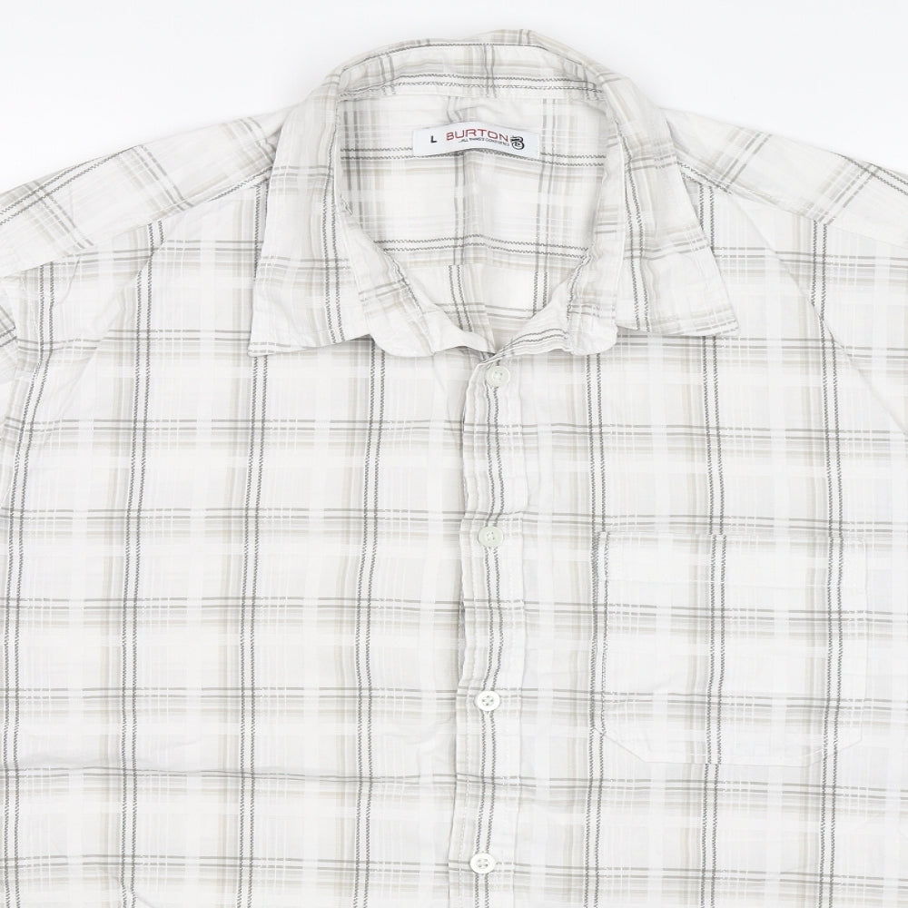 Burton Mens White Striped   Button-Up Size L