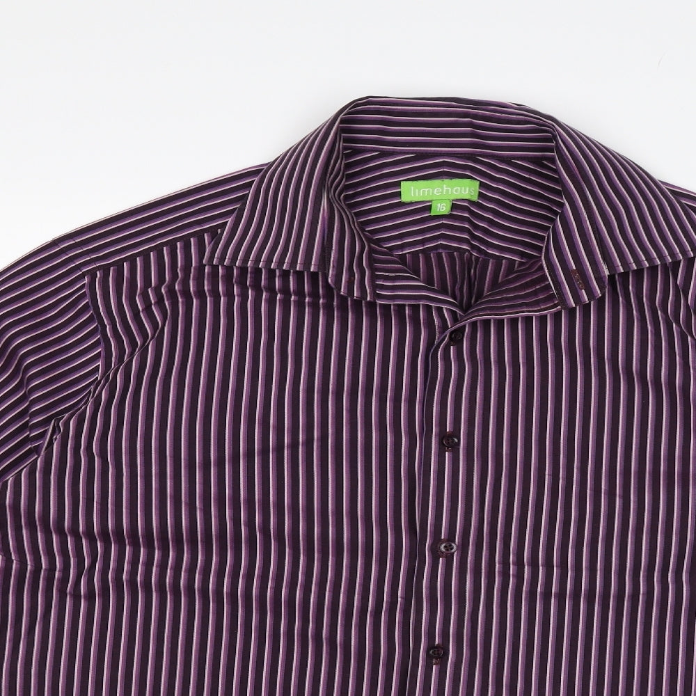 Limehaus Mens Purple Striped   Dress Shirt Size 16