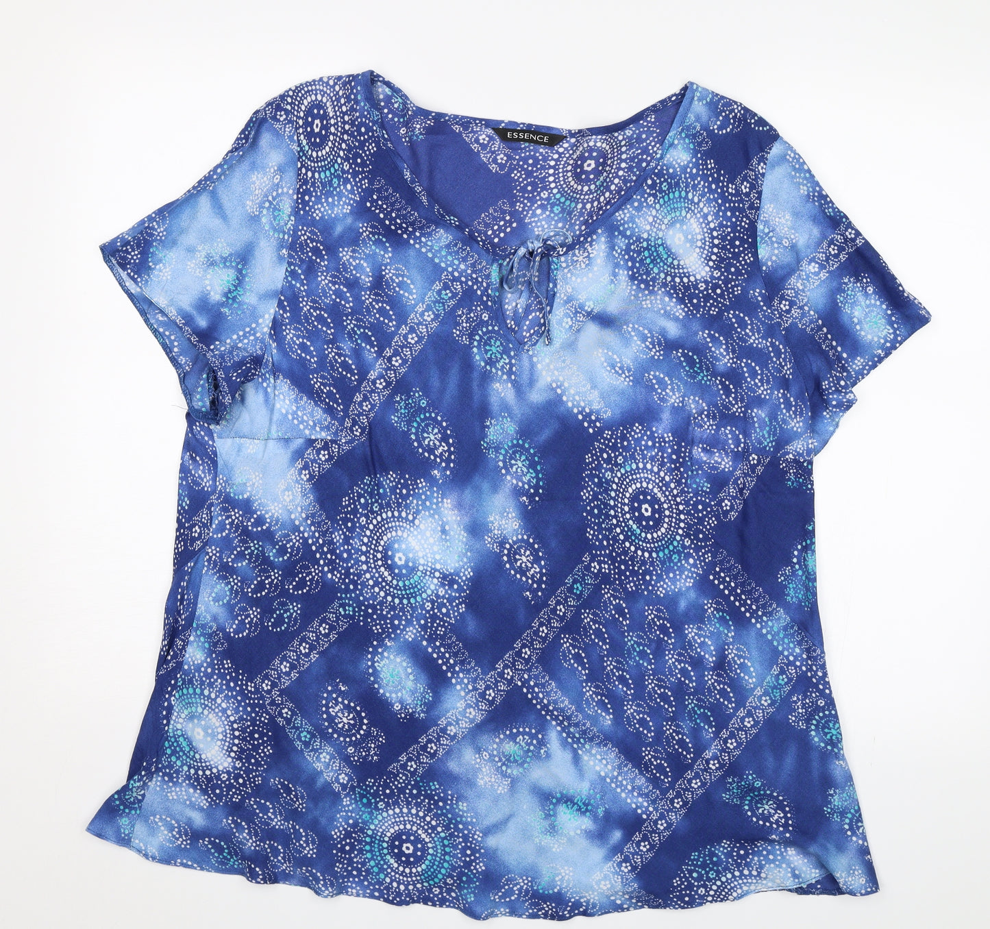 essence Womens Blue Paisley  Basic Blouse Size 22