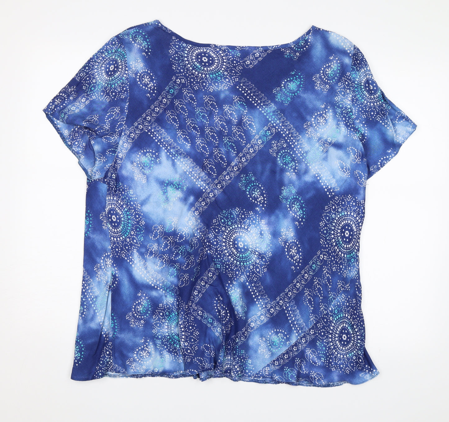 essence Womens Blue Paisley  Basic Blouse Size 22