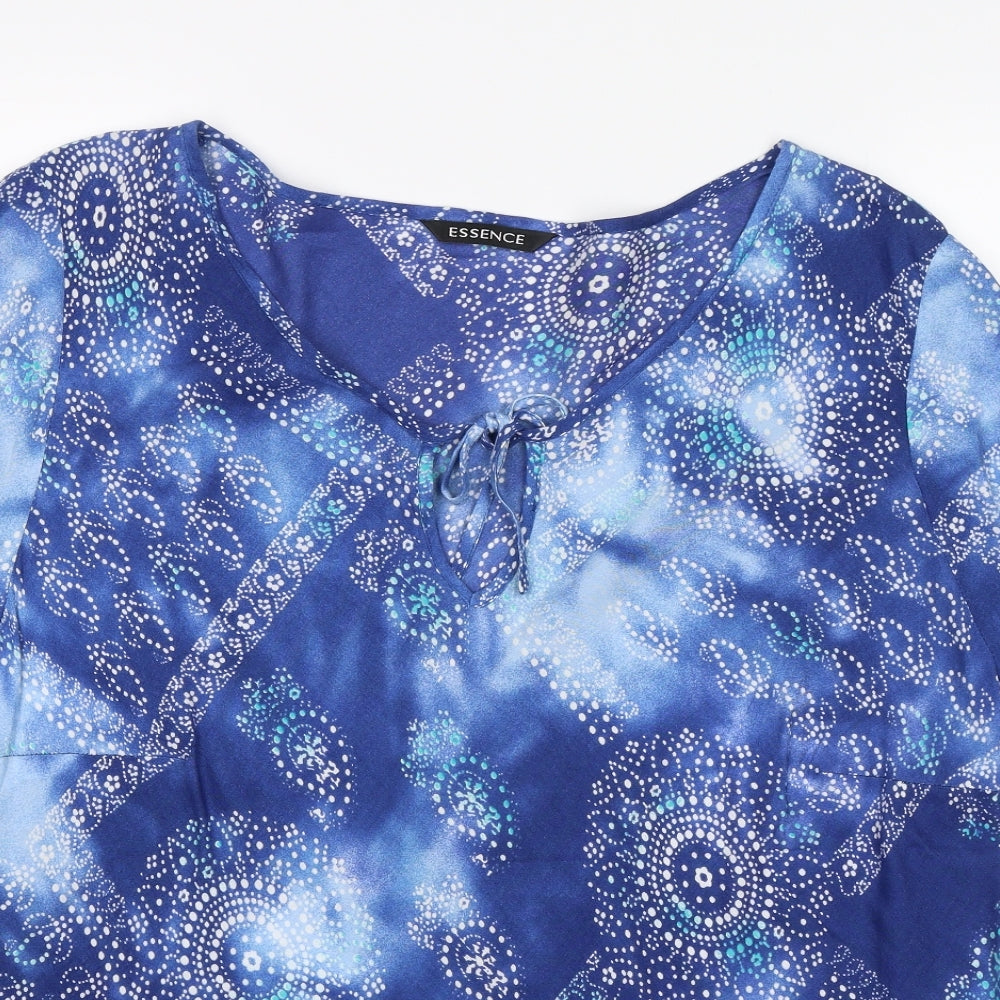 essence Womens Blue Paisley  Basic Blouse Size 22