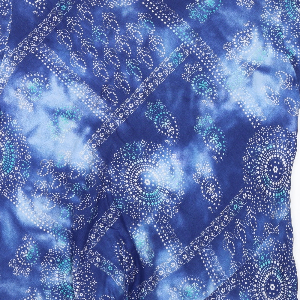 essence Womens Blue Paisley  Basic Blouse Size 22