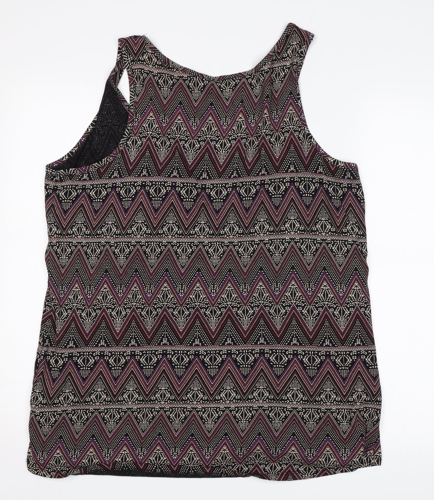 Inspire Womens Black Geometric  Basic Tank Size 22