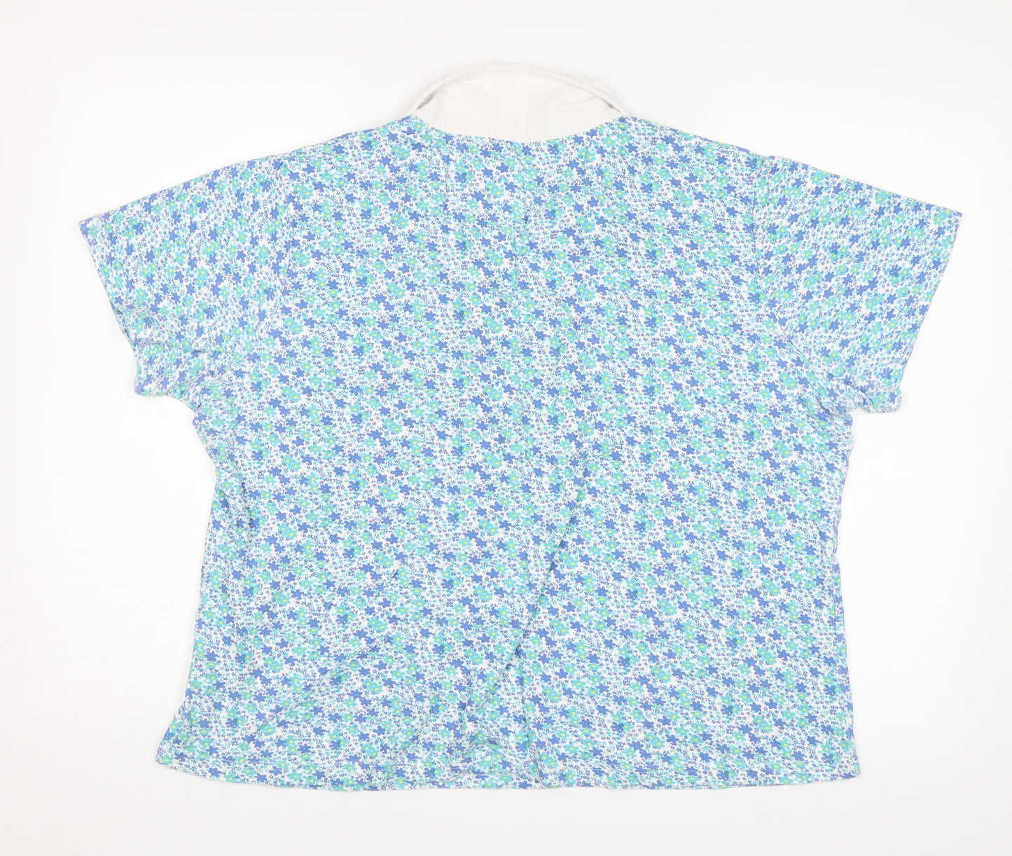 EWM Womens Blue Floral  Basic T-Shirt Size XL