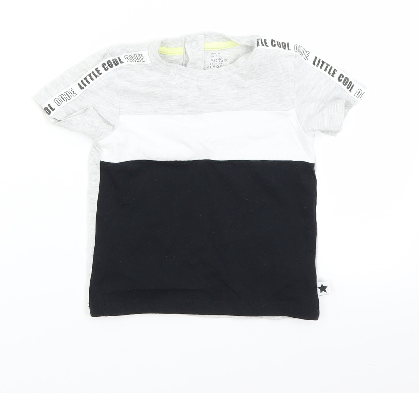 F&F Baby Black Colourblock  Basic T-Shirt Size 9-12 Months