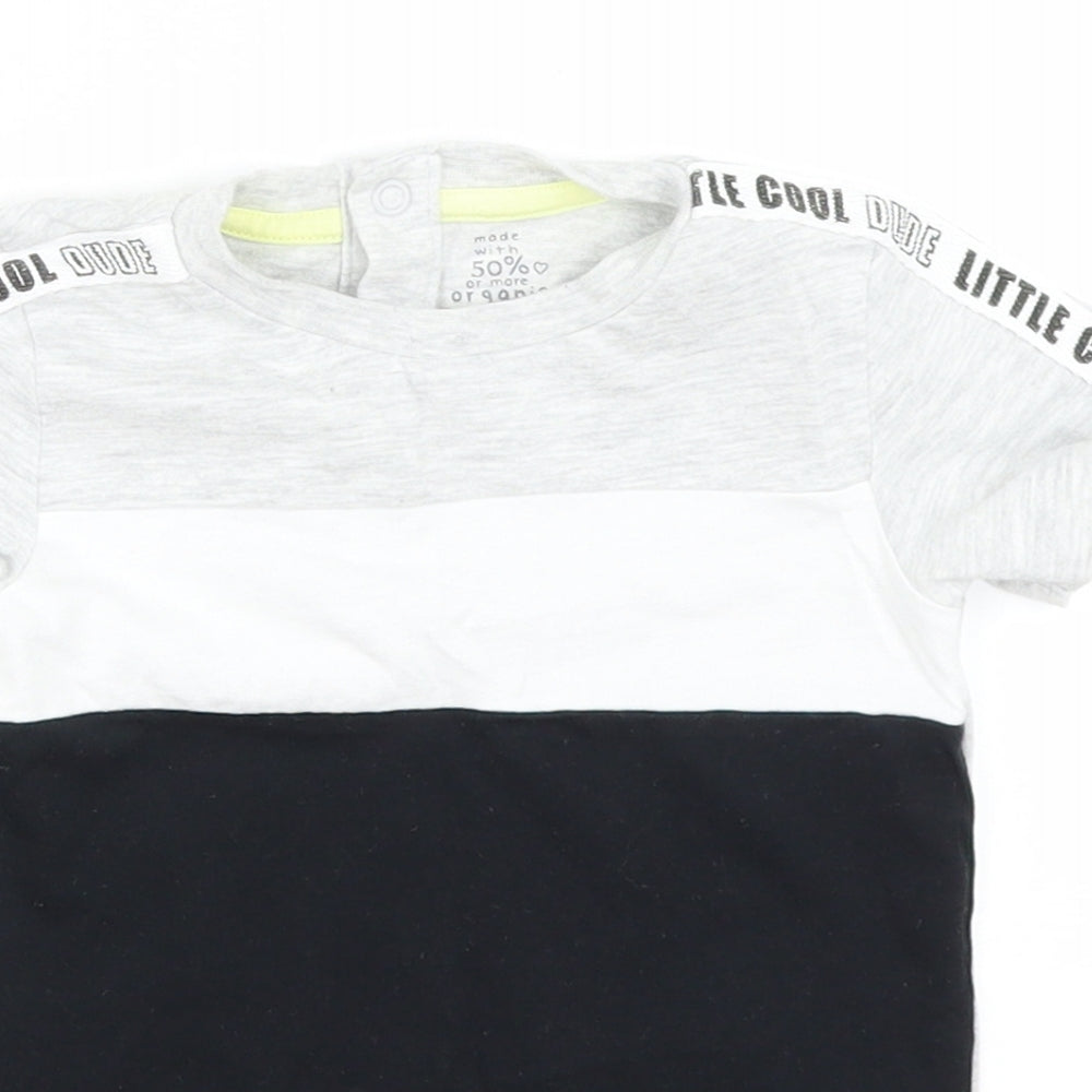 F&F Baby Black Colourblock  Basic T-Shirt Size 9-12 Months