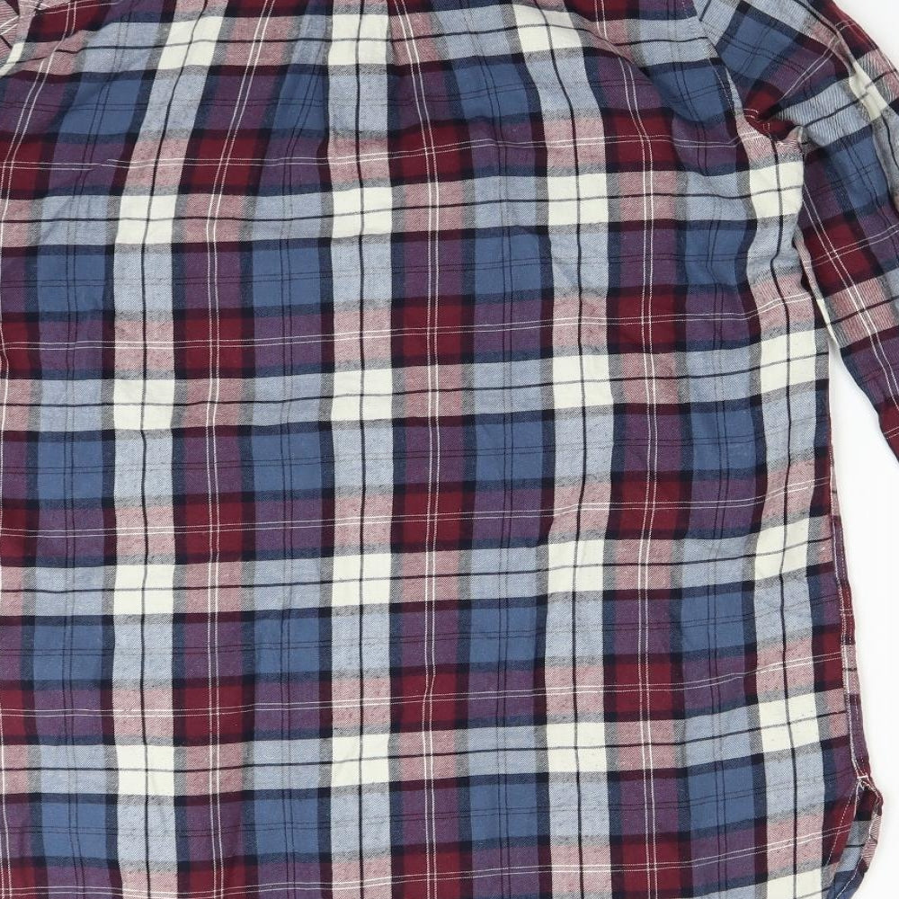 H&M Womens Blue Plaid  Basic Button-Up Size 6  - longline