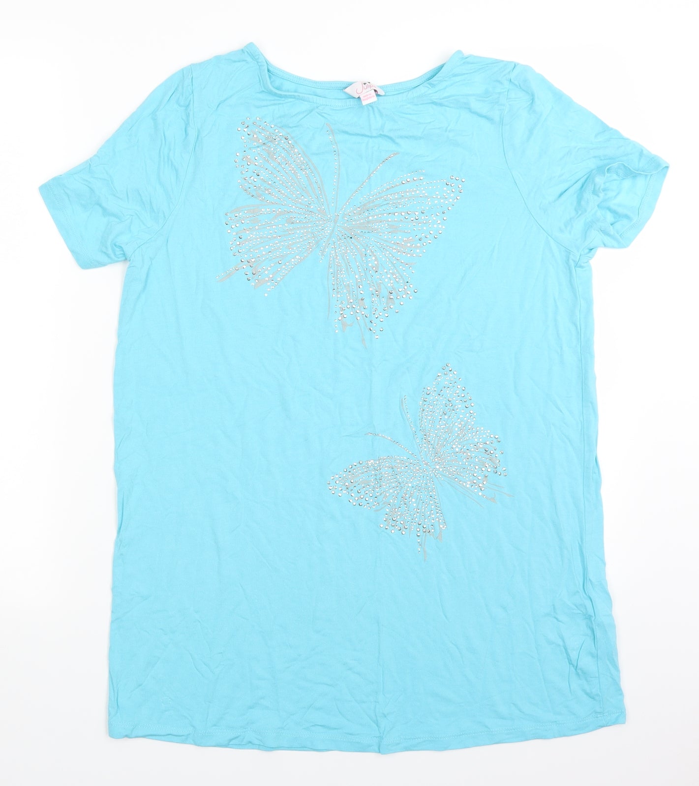 Julipa Womens Blue   Basic T-Shirt Size 14  - BUTTERFLY