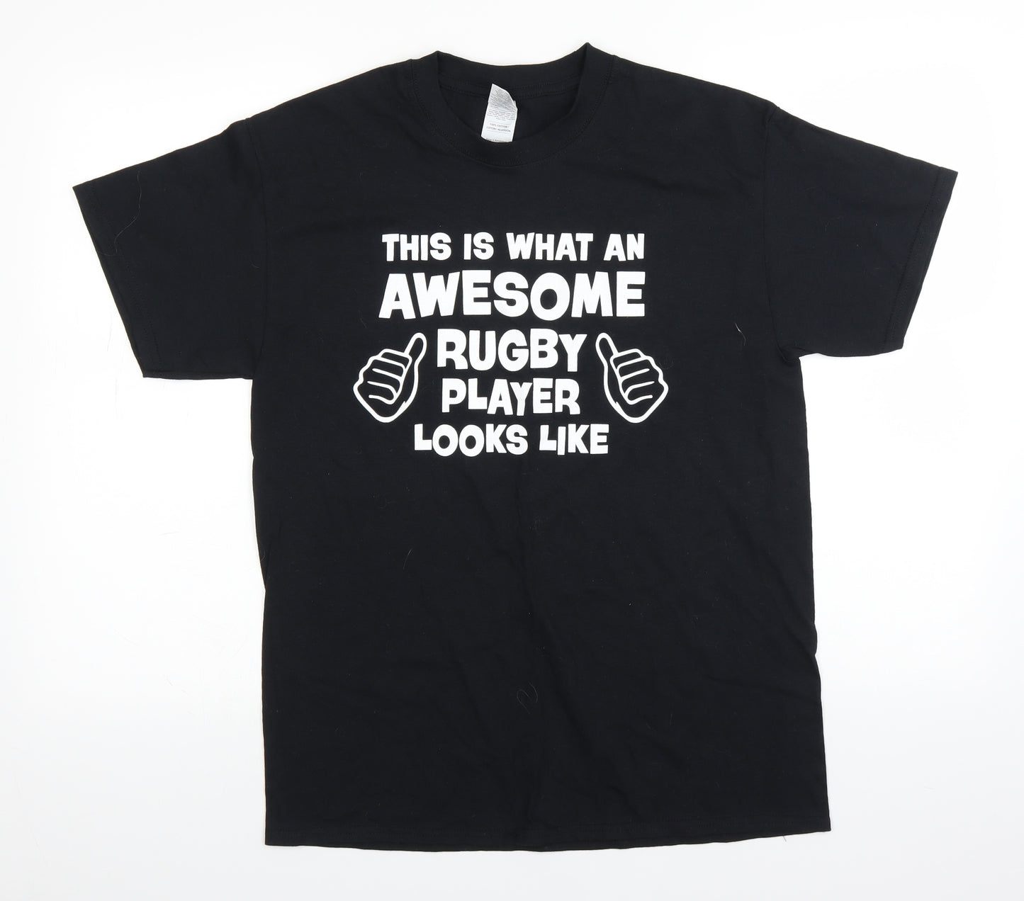 Gildan Mens Black    T-Shirt Size M  - Rugby