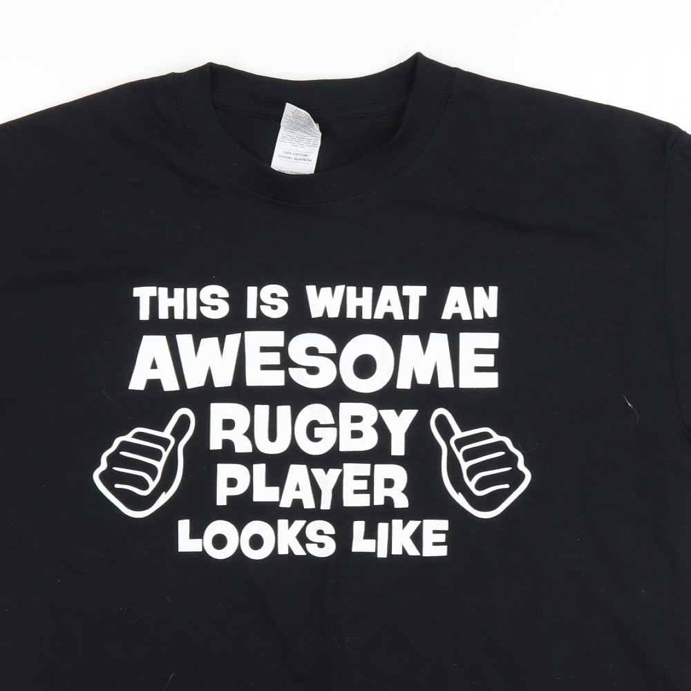 Gildan Mens Black    T-Shirt Size M  - Rugby