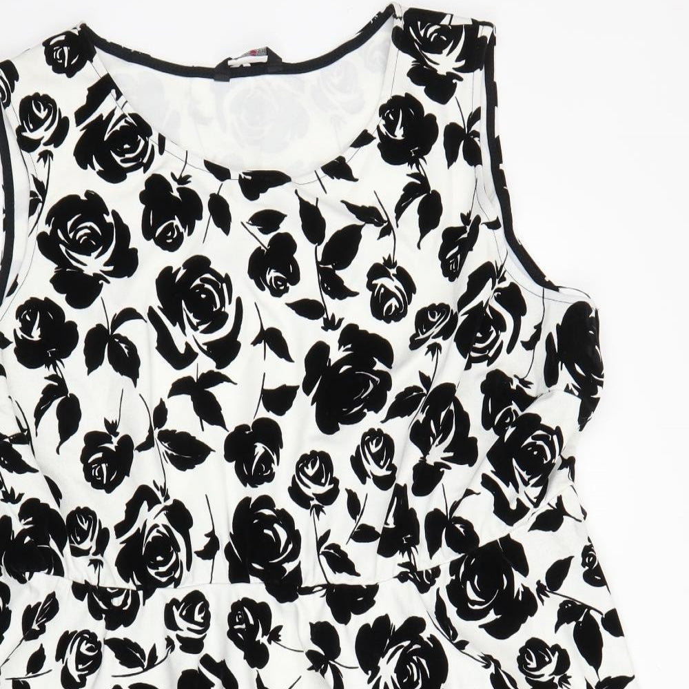 Yours Womens White Floral  Fit & Flare  Size 26