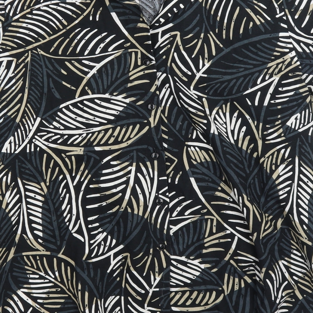 St Micheal Womens Black Floral  Basic Button-Up Size 18
