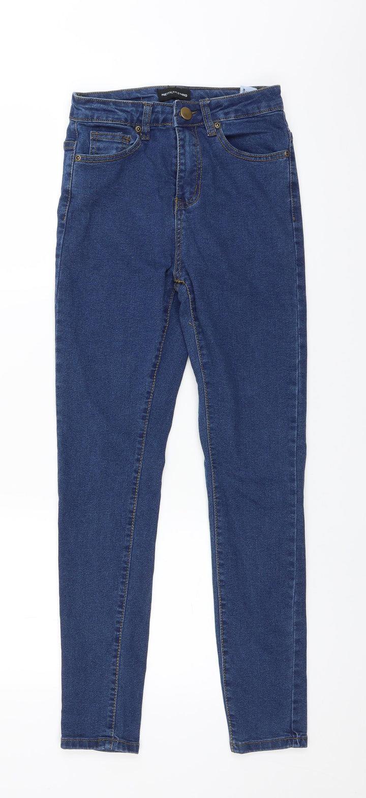 PRETTYLITTLETHING Womens Blue Denim Straight Jeans Size 6 L27 in