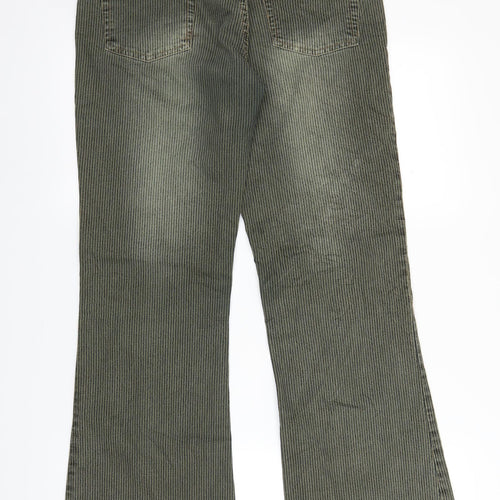 Idpdt Womens Green Striped Denim Bootcut Jeans Size M L28 in