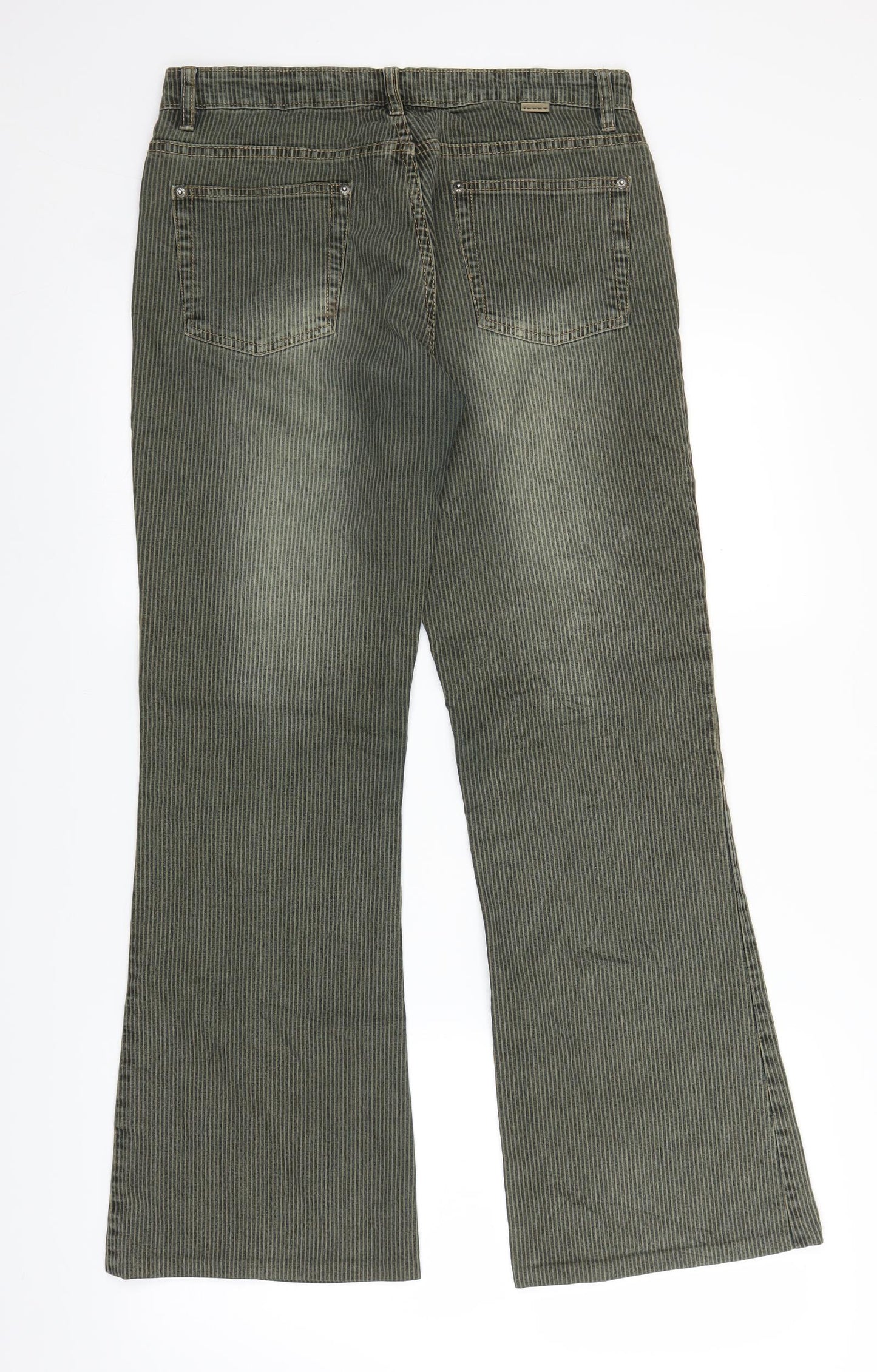 Idpdt Womens Green Striped Denim Bootcut Jeans Size M L28 in