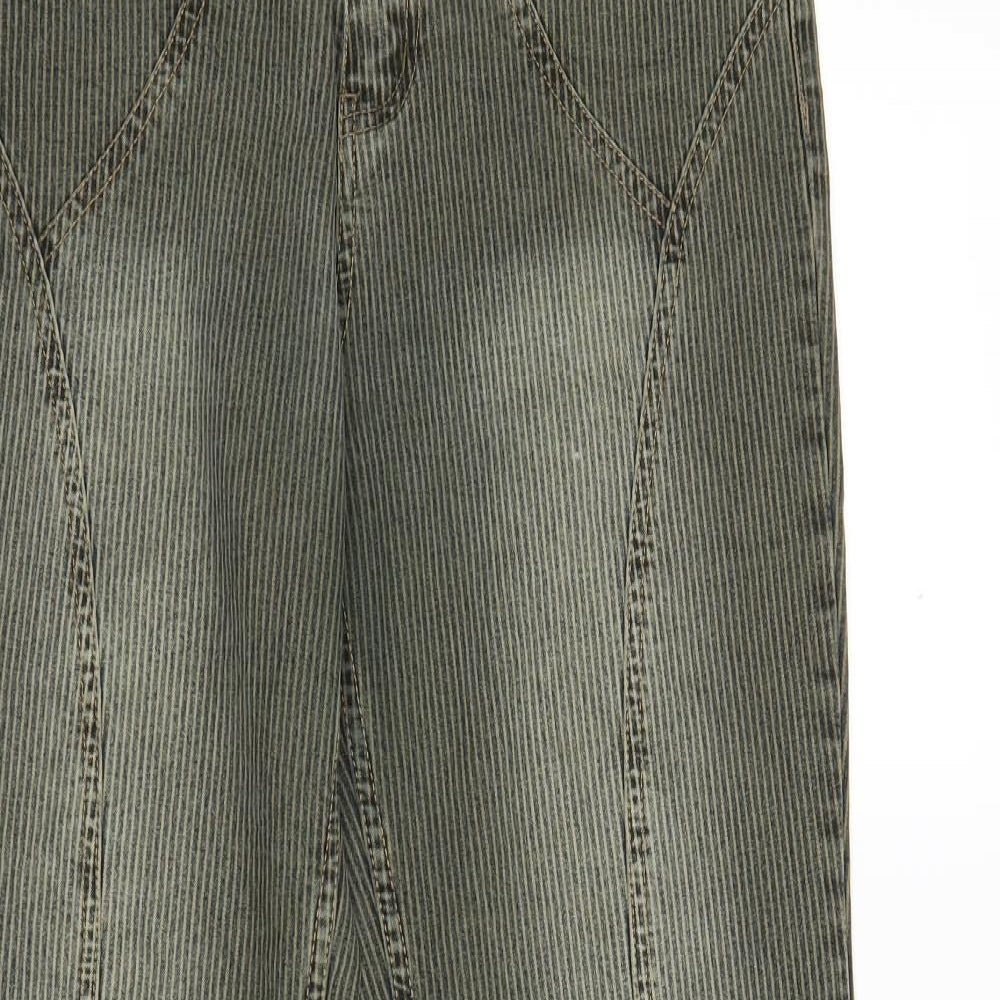 Idpdt Womens Green Striped Denim Bootcut Jeans Size M L28 in