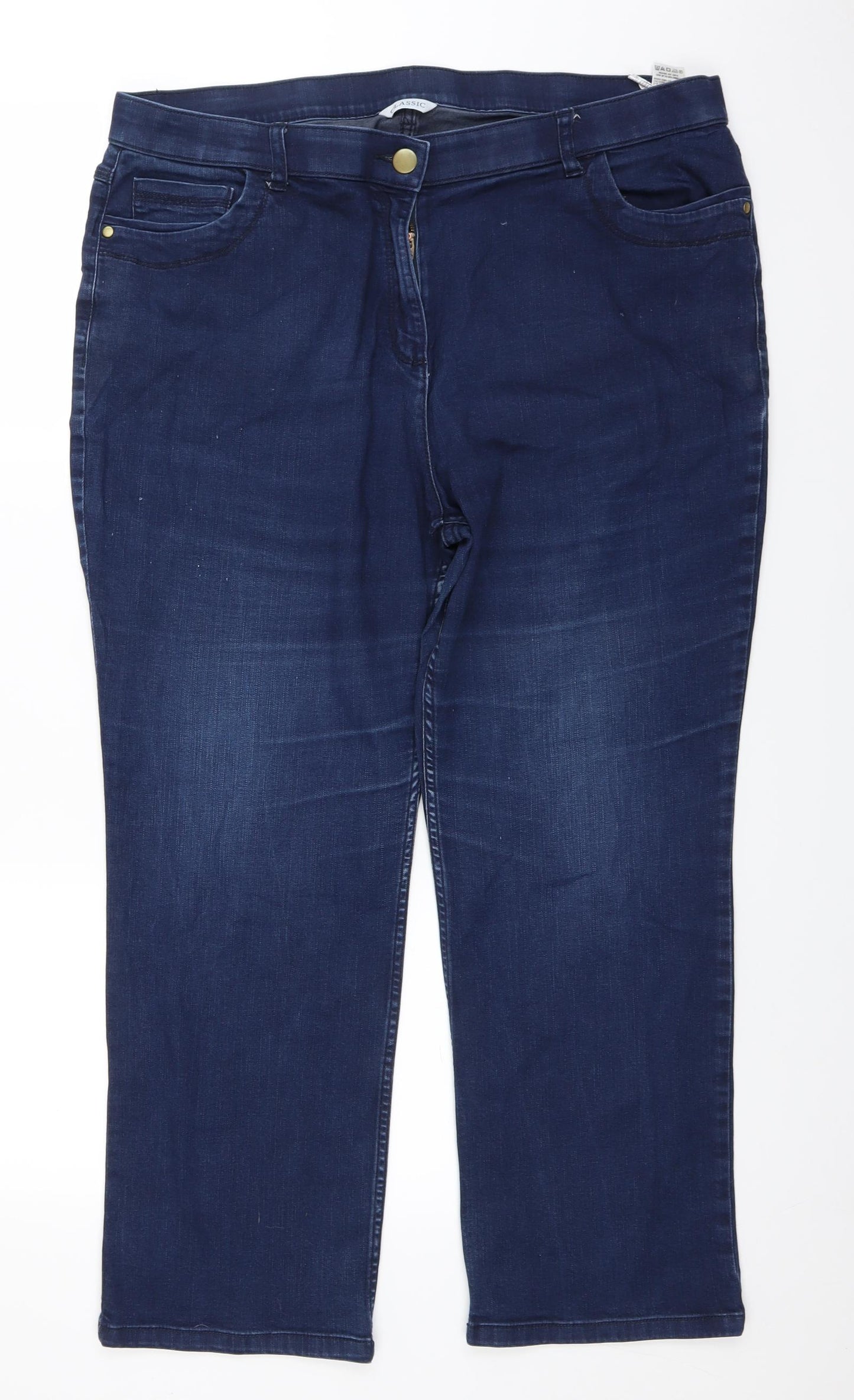 Marks and Spencer Womens Blue  Denim Straight Jeans Size 18 L25 in