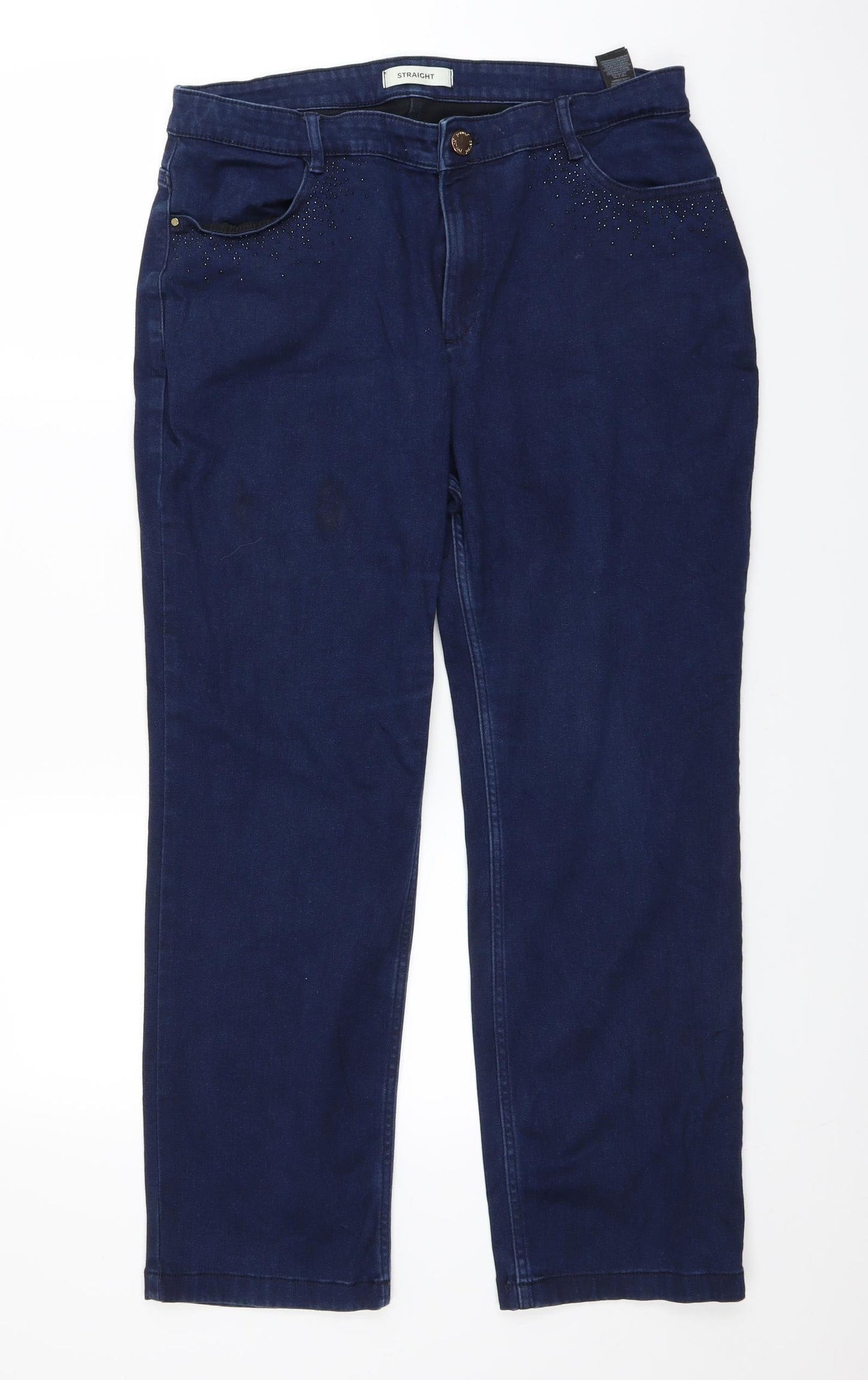 Marks and Spencer Womens Blue  Denim Straight Jeans Size 18 L26 in