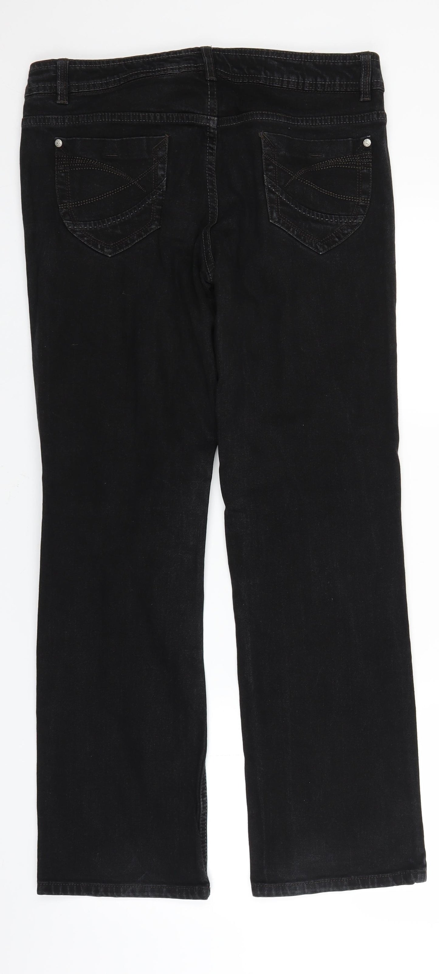 George Womens Black  Denim Straight Jeans Size 14 L29 in