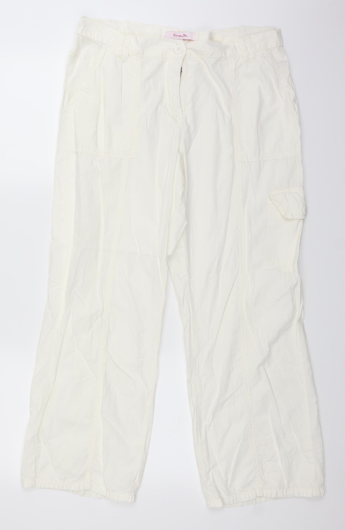 Simply Be Womens White   Trousers  Size 34 in L26 in