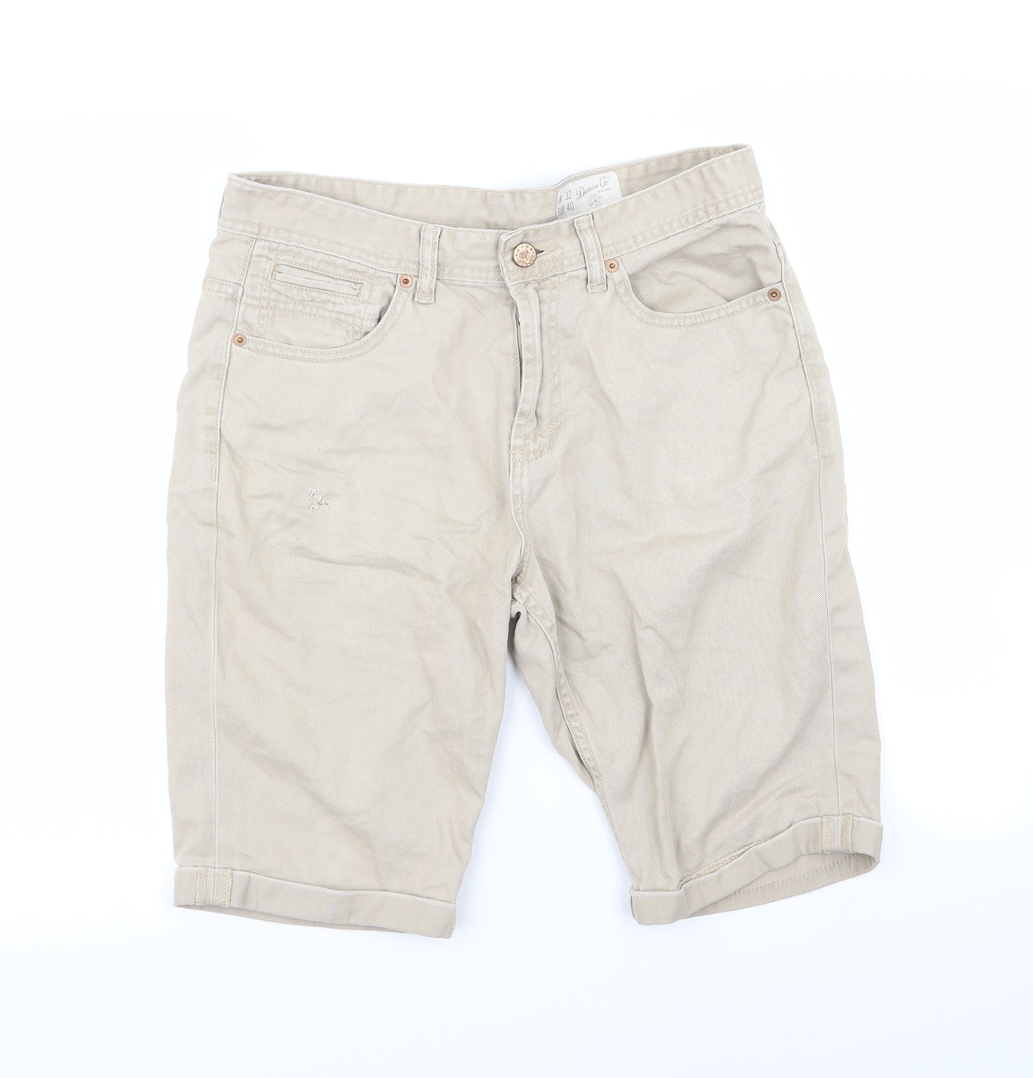 DENIM CO. Mens Beige   Biker Shorts Size 32