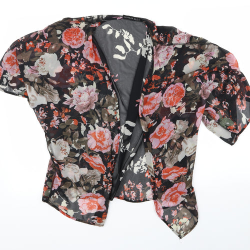 Preworn Womens Black Floral  Basic Blouse Size L