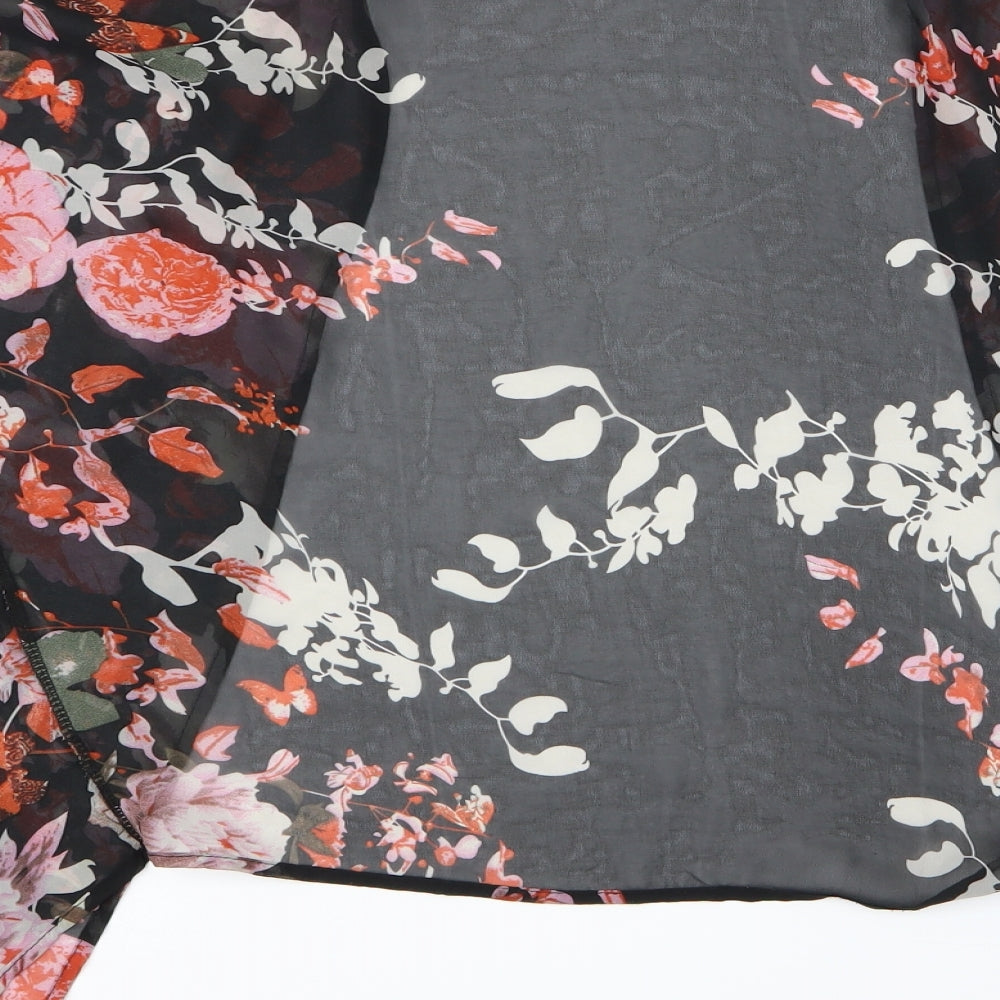 Preworn Womens Black Floral  Basic Blouse Size L