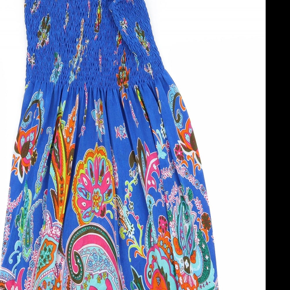 cein de oro Womens Blue Floral  Fit & Flare  Size S