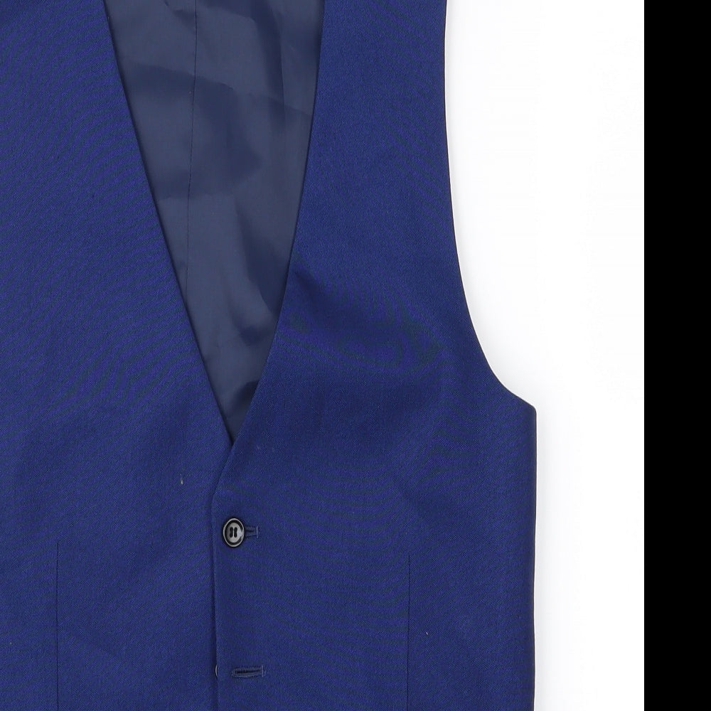 Preworn Mens Blue   2 Piece Suit Waistcoat Size 38