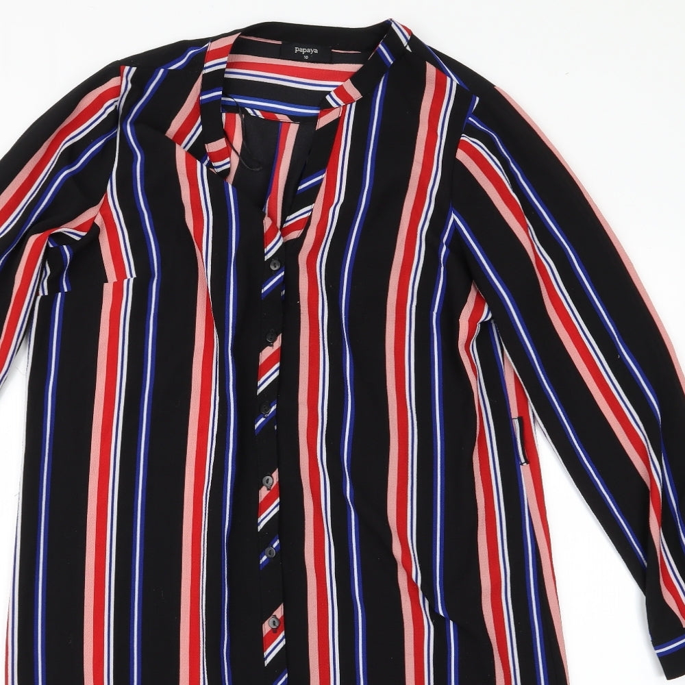 Papaya Womens Black Striped  Shirt Dress  Size 10
