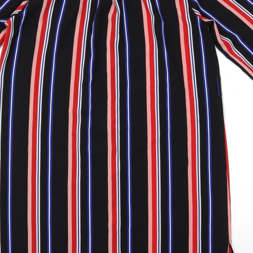 Papaya Womens Black Striped  Shirt Dress  Size 10