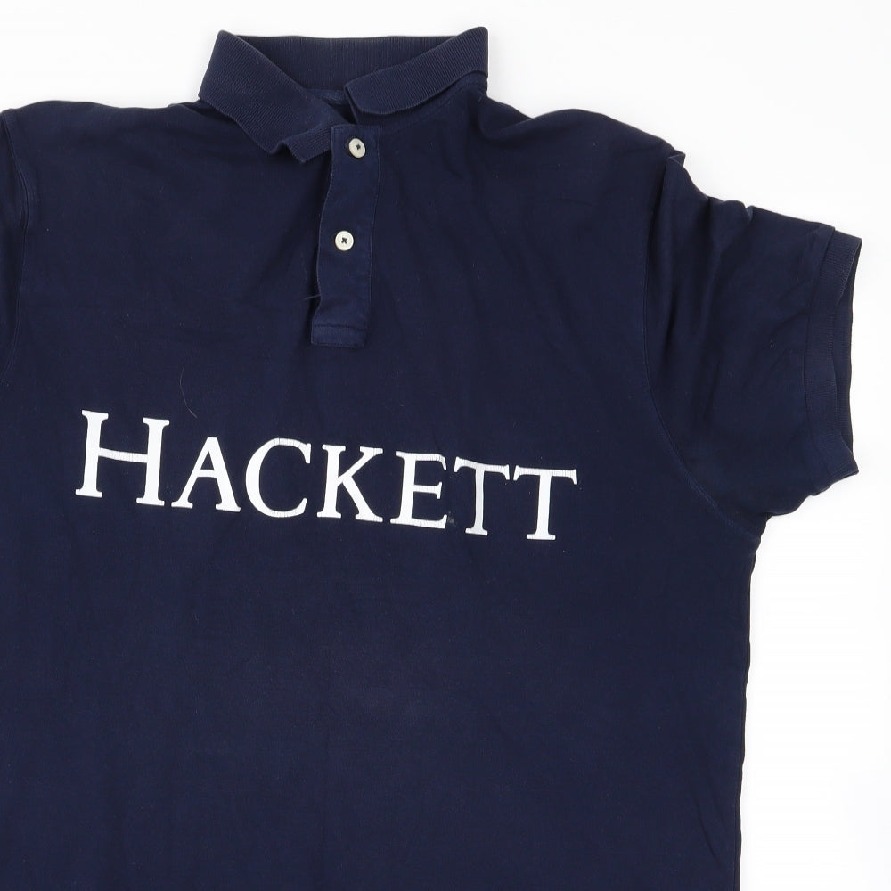 hacket Mens Blue  Corduroy  Polo Size L