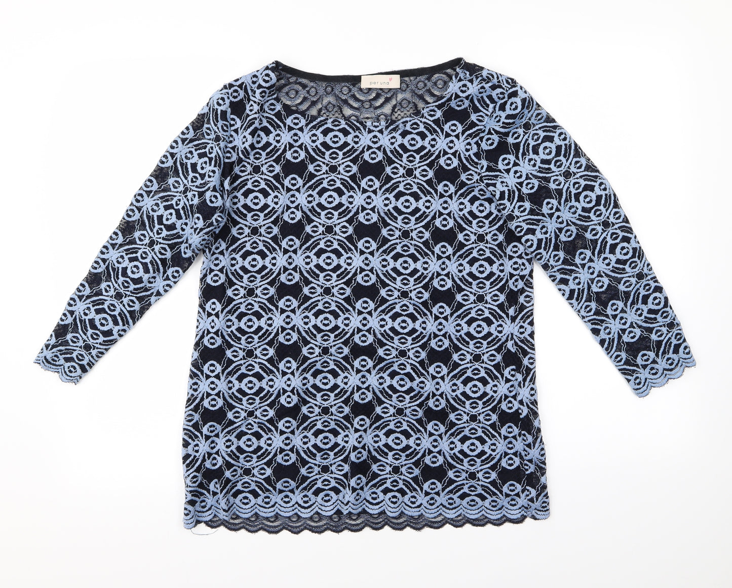 peruna Womens Blue Floral  Cardigan Jumper Size 14