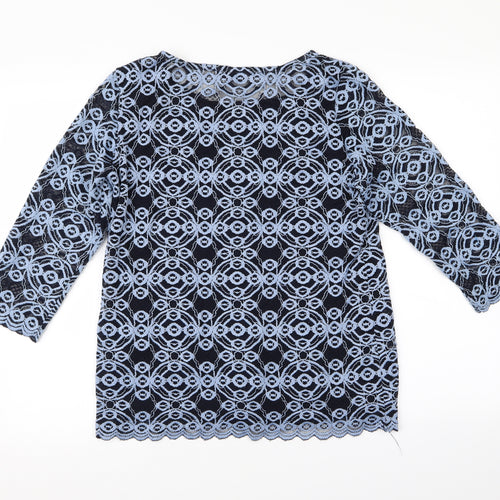 peruna Womens Blue Floral  Cardigan Jumper Size 14