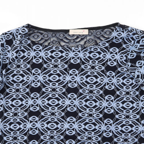 peruna Womens Blue Floral  Cardigan Jumper Size 14