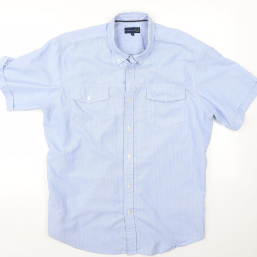 licoln Mens Blue Striped   Polo Size L