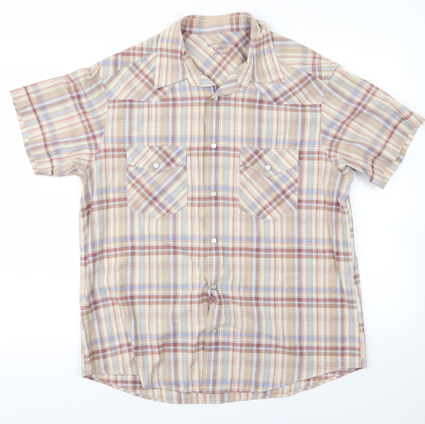 Blue Harbour Mens Beige Striped   Button-Up Size L