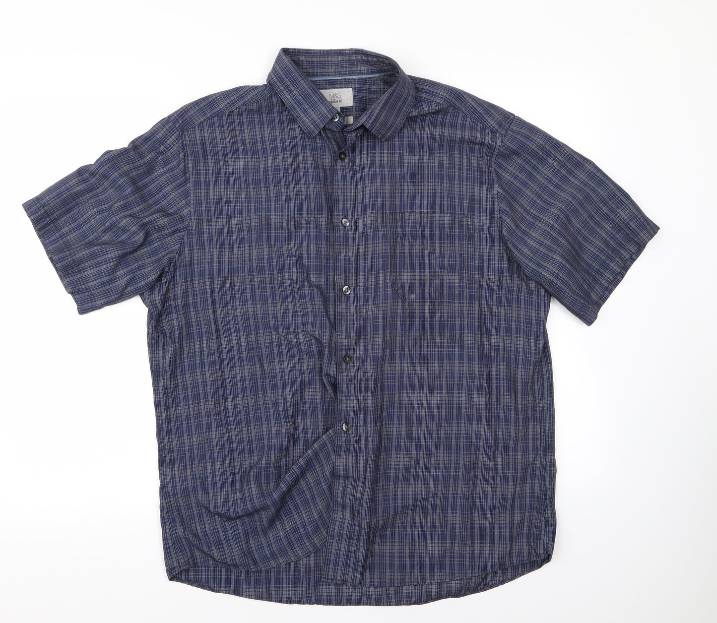 m&s Mens Blue Striped   Button-Up Size L